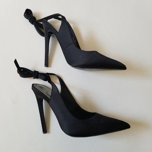 ASOS Black Strappy Tie Leg High Heel Shoes (size 6)